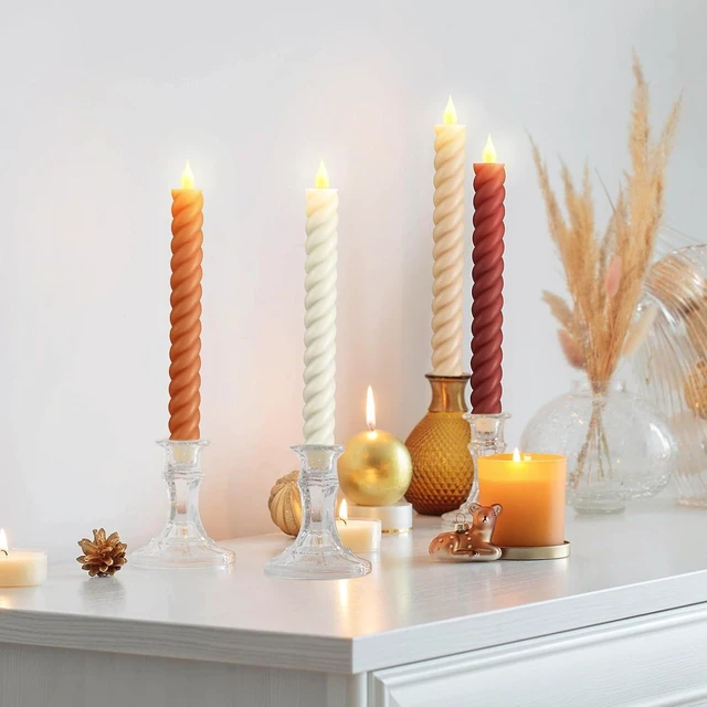 Alt view image 5 of 7 - 6 Pcs Fall Flameless Taper Candles, 9.65 Inch Led, Mixcolor