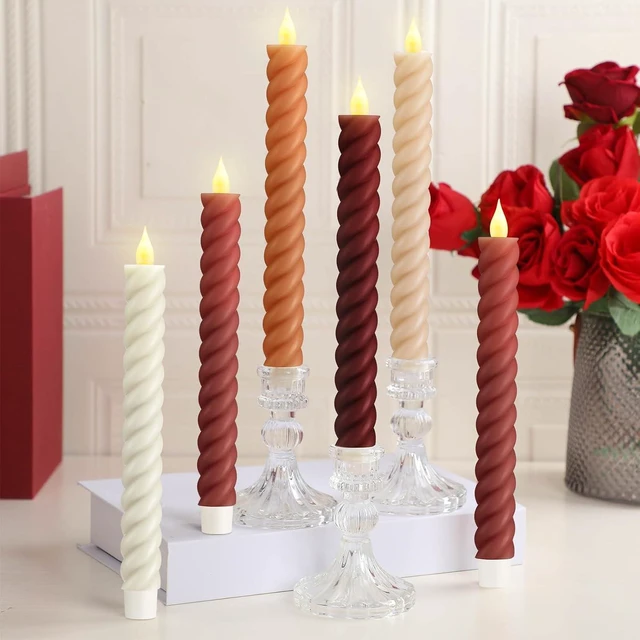 Alt view image 7 of 7 - 6 Pcs Fall Flameless Taper Candles, 9.65 Inch Led, Mixcolor