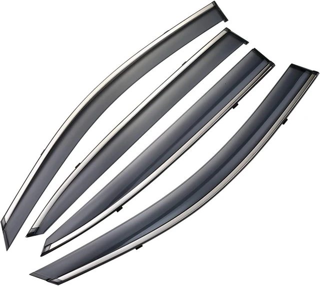 Alt view image 2 of 7 - Rain Guards Designed for Accord 2014-2017 Sedan,Smoke Tint Trim Outside Sun Deflector Rain Guard Door Visor 945354 pcs