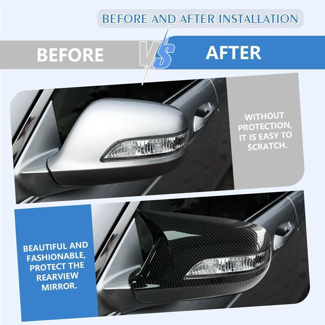 Alt view image 3 of 7 - Compatible with Honda 8th Gen Accord 2008 2009 2010 2011 2012 with Turn Signal Accessories Car Exterior Ox Horn Design Door Side Rearview Mirror Guard Cover Trim Caps - Carbon Fiber Style 2PCS