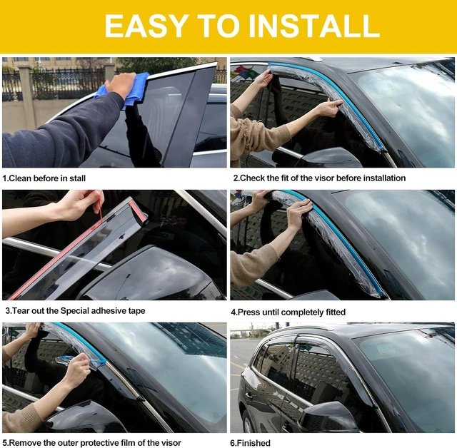 Alt view image 4 of 7 - Rain Guards Designed for Accord 2014-2017 Sedan,Smoke Tint Trim Outside Sun Deflector Rain Guard Door Visor 945354 pcs