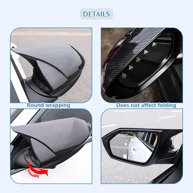 Alt view image 5 of 7 - Compatible with Honda 8th Gen Accord 2008 2009 2010 2011 2012 with Turn Signal Accessories Car Exterior Ox Horn Design Door Side Rearview Mirror Guard Cover Trim Caps - Carbon Fiber Style 2PCS