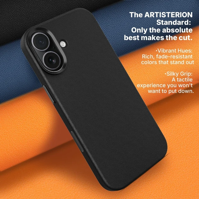 Alt view image 2 of 7 - Heritage Series Premium Leather Case, MagSafe Compatible with Capacitive Camera Control Button, Full Metal Buttons & Camera Frame Black