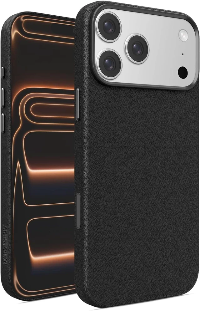 Main image of Heritage Series Premium Leather Case, MagSafe Compatible with Capacitive Camera Control Button, Full Metal Buttons & Camera Frame Black
