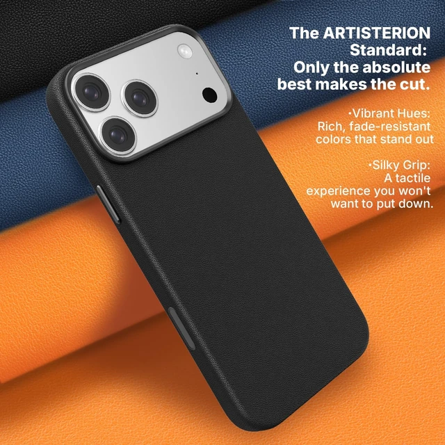 Alt view image 2 of 7 - Heritage Series Premium Leather Case, MagSafe Compatible with Capacitive Camera Control Button, Full Metal Buttons & Camera Frame Black