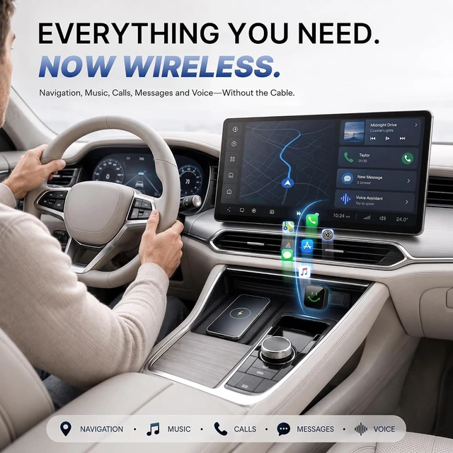 Alt view image 3 of 7 - 2-in-1 Wireless CarPlay & Android Auto Adapter (2026 Version)