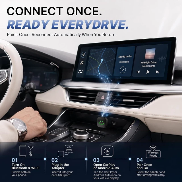 Alt view image 5 of 7 - 2-in-1 Wireless CarPlay & Android Auto Adapter (2026 Version)