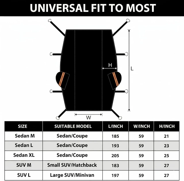 Alt view image 5 of 7 - Half Car Cover Top, Hail Protector Car Cover with Cotton Liner, Sunroof & Windshield Cover for Ice and Snow, All Weather Vehicle Body Cover for Sun, Rain, Dust