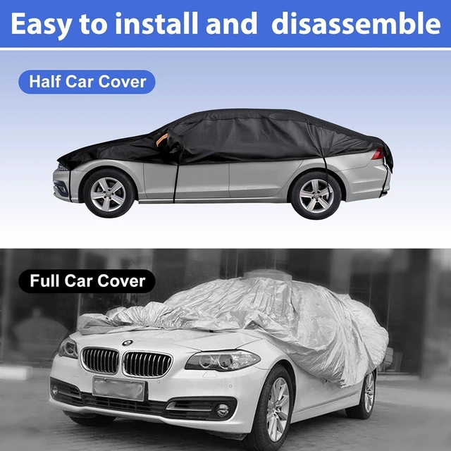 Alt view image 7 of 7 - Half Car Cover Top, Hail Protector Car Cover with Cotton Liner, Sunroof & Windshield Cover for Ice and Snow, All Weather Vehicle Body Cover for Sun, Rain, Dust