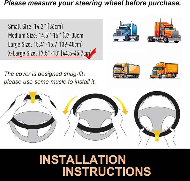 Alt view image 6 of 6 - XL Comfy Grip Steering Wheel Cover for Semi Truck 18 Inch (Purple)