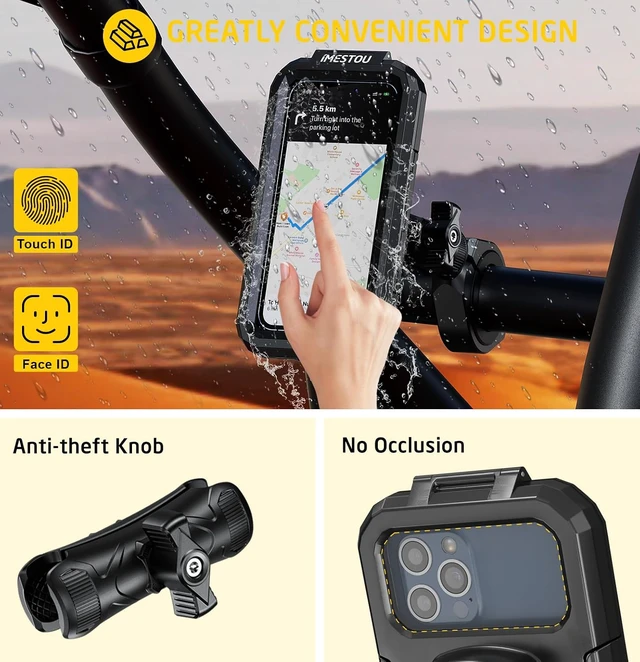 Alt view image 3 of 7 - Waterproof ATV Phone Mount Suitble for 5.5"-6.8" Phones (Size L)