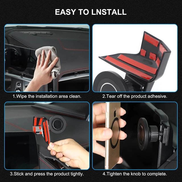 Alt view image 4 of 7 - Car Phone Holder Compatible with Chevrolet Corvette C8 2020-2025 Stingray Center Console Dashboard Phone Mount Magnetic Phone Mount Dash Clip Accessories