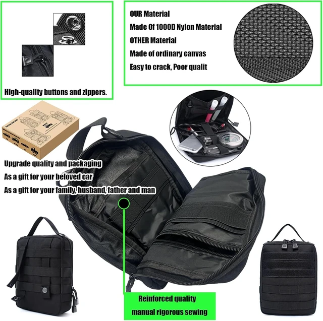 Alt view image 4 of 7 - 6 Pack Tactical Molle Car Seat Back Organizer Tactical Vehicle Panel with 5 Detachable Molle Pouch for Car Truck Ford Jeep Vehicle,US Patch Automotive Organizer For Man (5 Pouches)