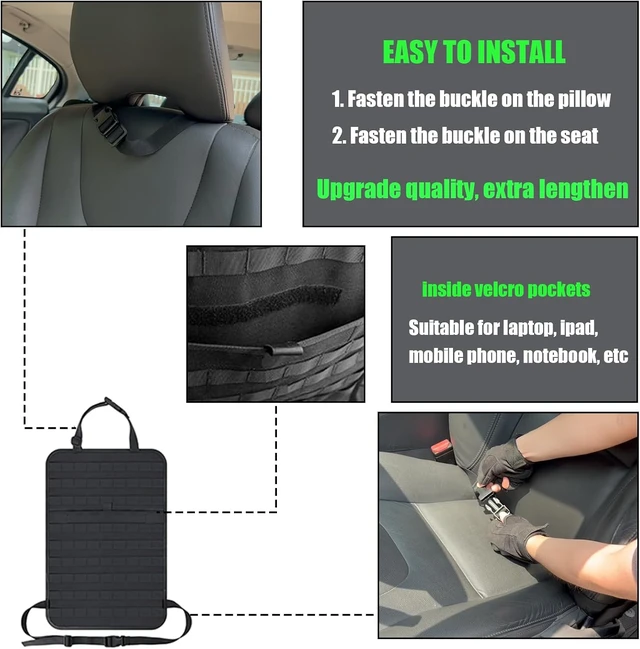 Alt view image 7 of 7 - 6 Pack Tactical Molle Car Seat Back Organizer Tactical Vehicle Panel with 5 Detachable Molle Pouch for Car Truck Ford Jeep Vehicle,US Patch Automotive Organizer For Man (5 Pouches)