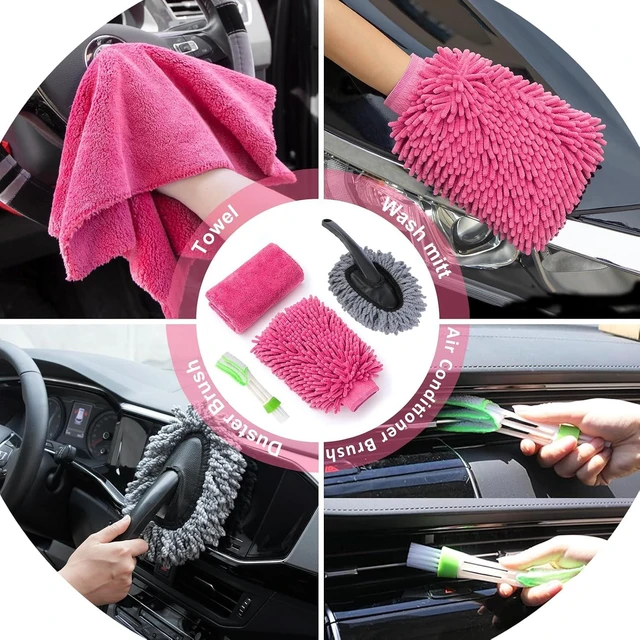 Alt view image 6 of 7 - 41Pcs Car Cleaning Kit, Interior Detailing Kit with High Power Handheld Vacuum, Detailing Brush Set, Windshield Tool, Snow Shovel, Pink Complete Auto Accessories for Women