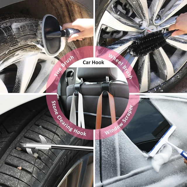 Alt view image 7 of 7 - 41Pcs Car Cleaning Kit, Interior Detailing Kit with High Power Handheld Vacuum, Detailing Brush Set, Windshield Tool, Snow Shovel, Pink Complete Auto Accessories for Women
