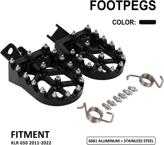 Alt view image 2 of 7 - Motorcycle Footpegs Foot Pegs Pedals Rests CNC for KLR 650 KLR650 1987-2018 2021-2024 Black