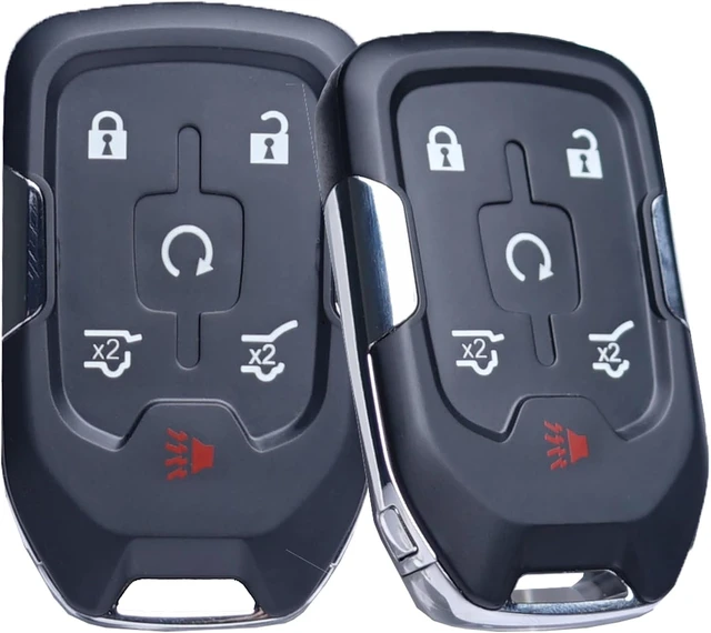 Alt view image 7 of 7 - Car Key Fob Replacement Fits for Chevy Suburban Tahoe GMC Yukon/Yukon XL Denali 2015- 2020 Push Start 6 Buttons Smart Keyless Entry Remote Start Control 13580804 Set of Two HYQ1AA 13508280