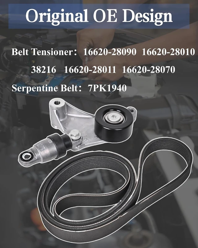 Alt view image 2 of 7 - Belt Tensioner Assembly With Serpentine Belt Fit for Toyota Camry
