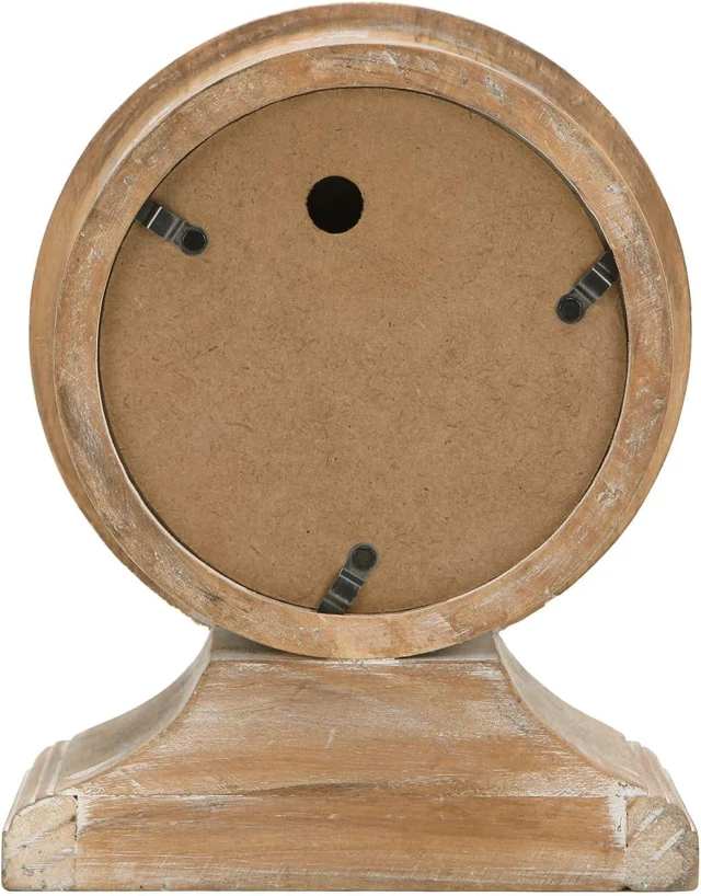 Alt view image 6 of 7 - Hand Carved Wood Table Clock, Shelf Desk Top Clock Battery Operated Boho Design, Vintage Home Decor for Fireplace Mantel, Desktop, Countertop, Natural Wood Color