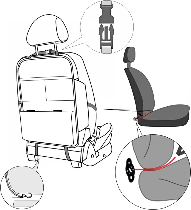Alt view image 6 of 7 - Seat Back Protector,Shields Seat Backs From Kicks and Adds Storage