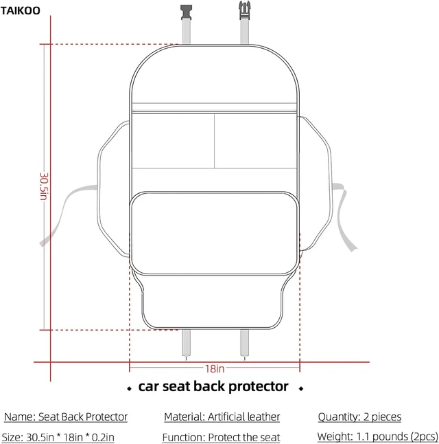 Alt view image 4 of 7 - Seat Back Protector,Shields Seat Backs From Kicks and Adds Storage
