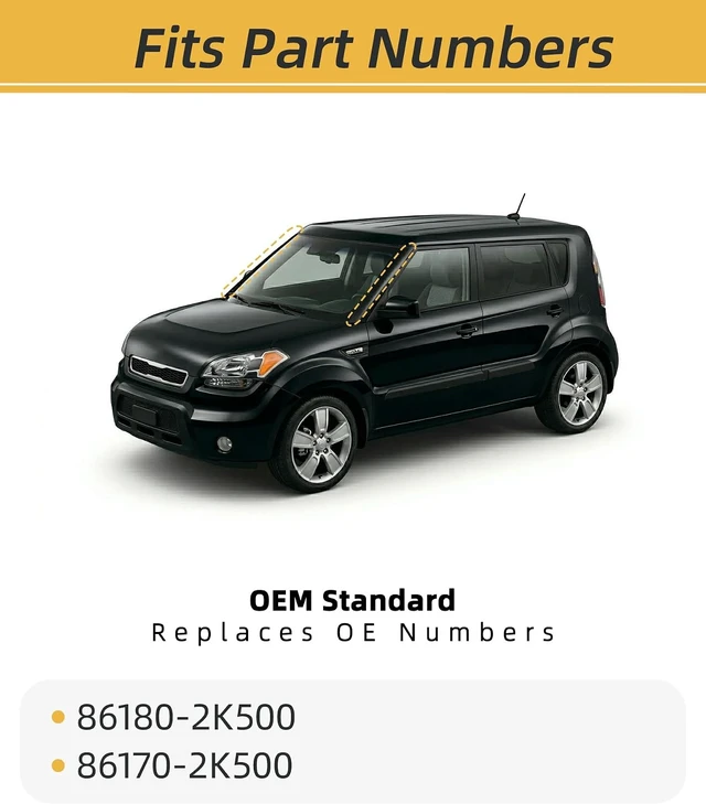 Alt view image 3 of 7 - Windshield A-Pillar Trim Molding Set Compatible with 2010-2013 Kia Soul Left Driver & Right Passenger Replace 861702K500 861802K500 86180-2K500 86170-2 Exterior Window Trim Kia Soul Accessories