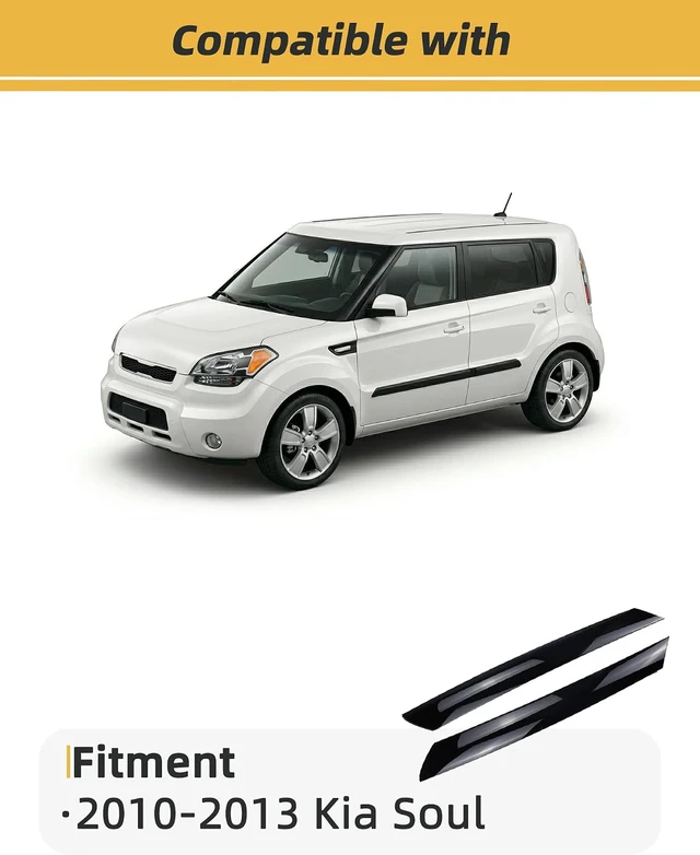 Alt view image 2 of 7 - Windshield A-Pillar Trim Molding Set Compatible with 2010-2013 Kia Soul Left Driver & Right Passenger Replace 861702K500 861802K500 86180-2K500 86170-2 Exterior Window Trim Kia Soul Accessories