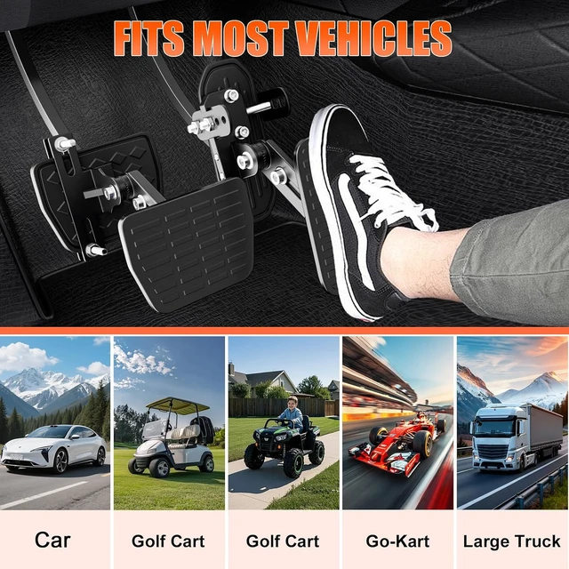 Alt view image 7 of 7 - Gas and Brake Pedal Extenders for Short Drivers - Adjustable Length & Angle, Anti-Slip Metal Construction, Compatible with Cars, Go Karts & Ride-On Toys, Easy Installation & Universal Fit