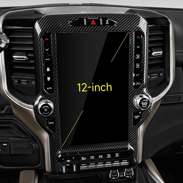 Alt view image 6 of 7 - Car Center Console Navigation Panel Decals for 2019-2026 Dodge Ram 1500 2500 3500 Accessories ABS Carbon Fiber Stickers, 12inch