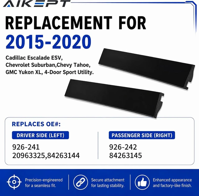 Alt view image 3 of 7 - 2-Piece B-Pillar Trim Molding Kit 926-241 926-242 Gloss Black