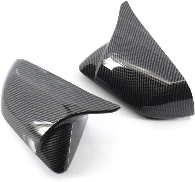 Alt view image 2 of 7 - Side Door Rear View Mirror Cover Cap Rearview Mirrors Trim Exterior Accessories Compatible with Ford Mustang 2015-2022, Without Turn Signal (Carbon Fiber Pattern)