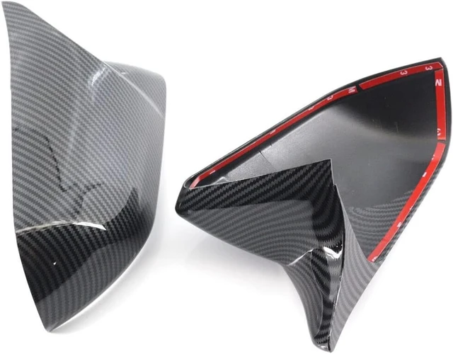 Alt view image 4 of 7 - Side Door Rear View Mirror Cover Cap Rearview Mirrors Trim Exterior Accessories Compatible with Ford Mustang 2015-2022, Without Turn Signal (Carbon Fiber Pattern)