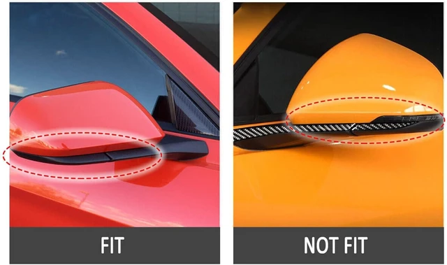 Alt view image 3 of 7 - Side Door Rear View Mirror Cover Cap Rearview Mirrors Trim Exterior Accessories Compatible with Ford Mustang 2015-2022, Without Turn Signal (Carbon Fiber Pattern)