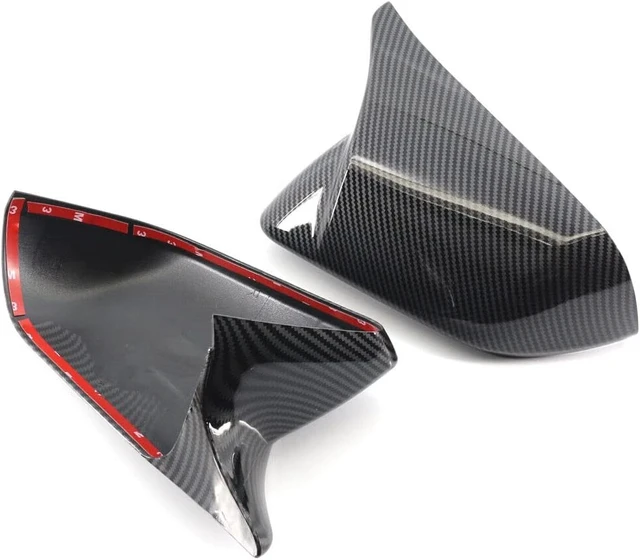Alt view image 6 of 7 - Side Door Rear View Mirror Cover Cap Rearview Mirrors Trim Exterior Accessories Compatible with Ford Mustang 2015-2022, Without Turn Signal (Carbon Fiber Pattern)