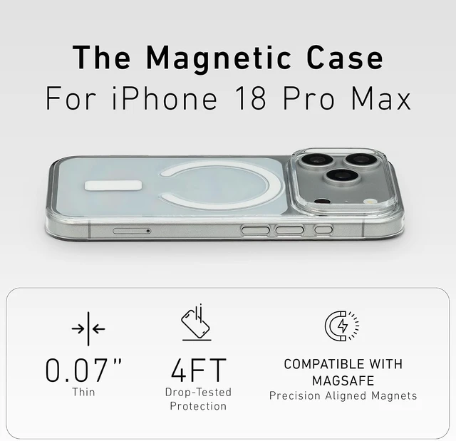Alt view image 2 of 7 - Magnetic Case for iPhone 18 Pro Max (Clear)