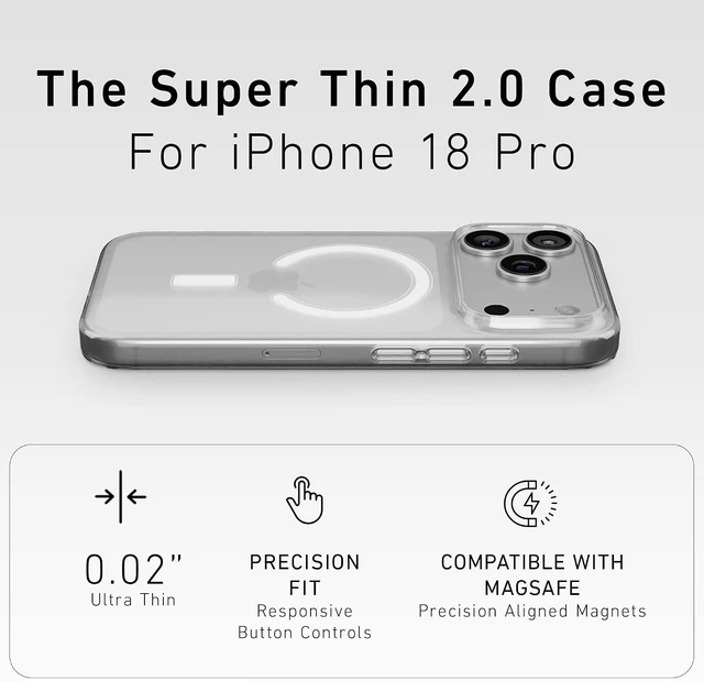 Alt view image 2 of 7 - Super Thin 2.0 Case for iPhone 18 Pro (Clear)
