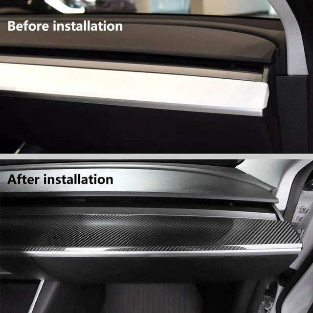 Alt view image 3 of 4 - 2Pcs/Set Carbon Fiber look Central Control Dashboard Panel Trim For Tesla Model 3 Model Y 2017-2023