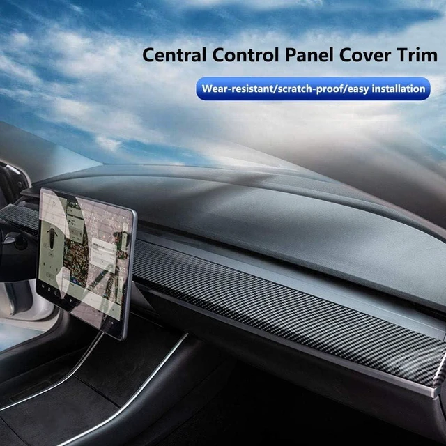 Alt view image 4 of 4 - 2Pcs/Set Carbon Fiber look Central Control Dashboard Panel Trim For Tesla Model 3 Model Y 2017-2023