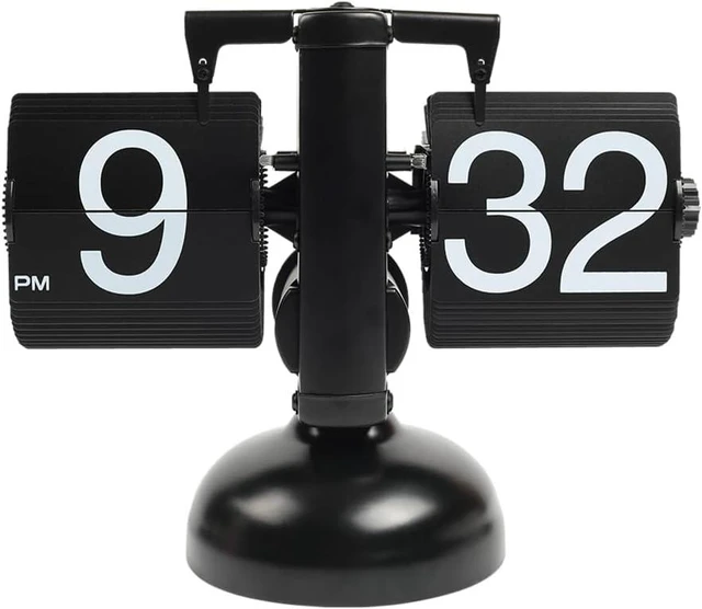 Main image of Flip Desk Clock (Black), Retro Vintage Design Auto Flip Table Clock