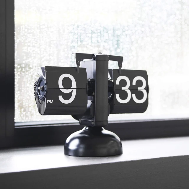 Alt view image 2 of 3 - Flip Desk Clock (Black), Retro Vintage Design Auto Flip Table Clock