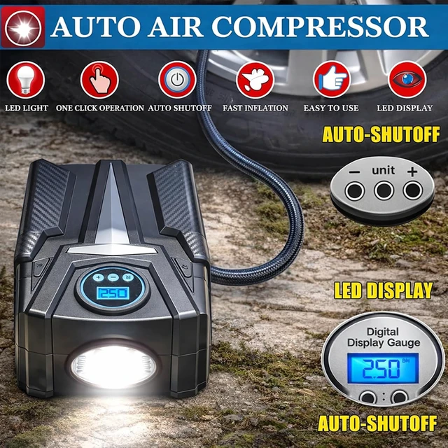 Alt view image 2 of 7 - Car Emergency Kit, Roadside Assistance Emergency Car Kit Jumper Cables, Road Trip Essentials, Auto Vehicle Car Safety Kit with Digital Air Compressor Tire Inflator, Reflective Warning Triangle