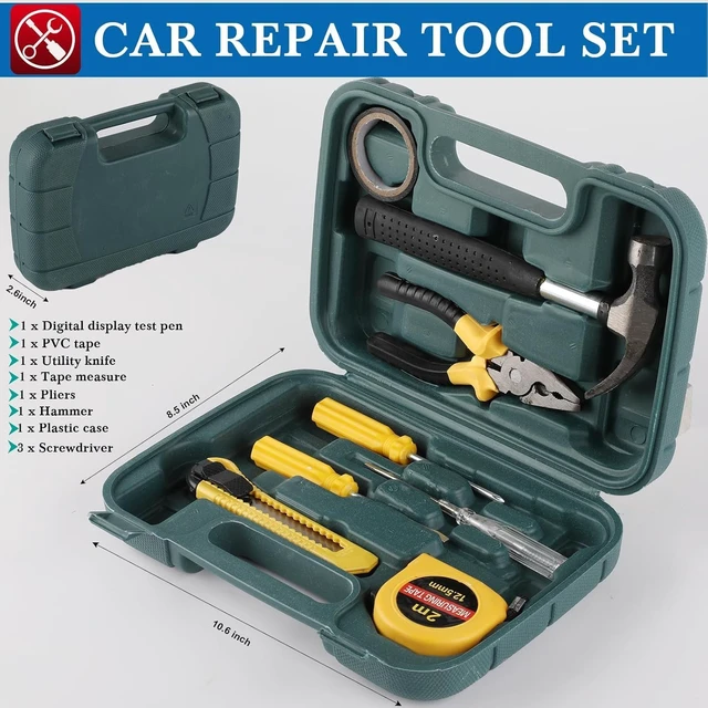 Alt view image 4 of 7 - Car Emergency Kit, Roadside Assistance Emergency Car Kit Jumper Cables, Road Trip Essentials, Auto Vehicle Car Safety Kit with Digital Air Compressor Tire Inflator, Reflective Warning Triangle