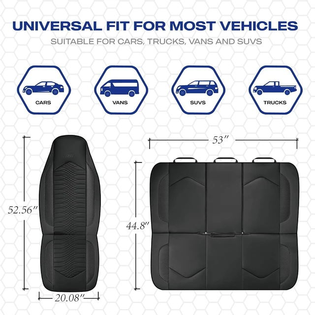 Alt view image 5 of 7 - Memory Foam Car Seat Covers, Leather High Back Seat Covers Quilting Design,Waterproof Sports Car Seat Covers Front Seats,Airbag Compatible Universal Fit for Most Cars, SUVs,Trucks,Black