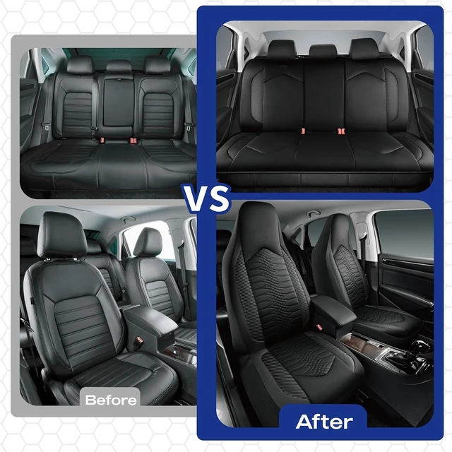 Alt view image 6 of 7 - Memory Foam Car Seat Covers, Leather High Back Seat Covers Quilting Design,Waterproof Sports Car Seat Covers Front Seats,Airbag Compatible Universal Fit for Most Cars, SUVs,Trucks,Black