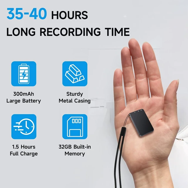 Alt view image 3 of 7 - MINI Metal Voice Recorder, V15 HD Clear Recording Device 32GB
