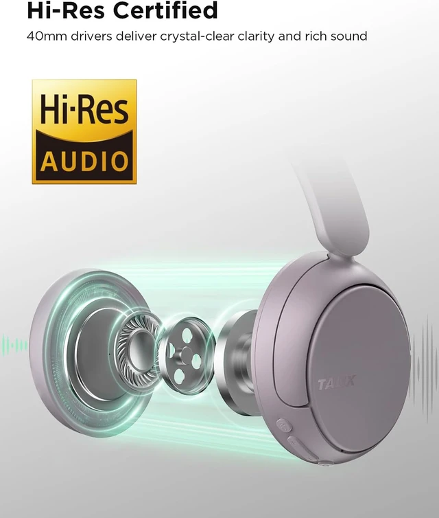 Alt view image 5 of 7 - H30 Hybrid Active Noise Cancelling Headphones, 110H Playtime Hi-Res Audio Bluetooth 6.0 Wireless Over Ear ANC Headphones for Commute/Travel (Purple)
