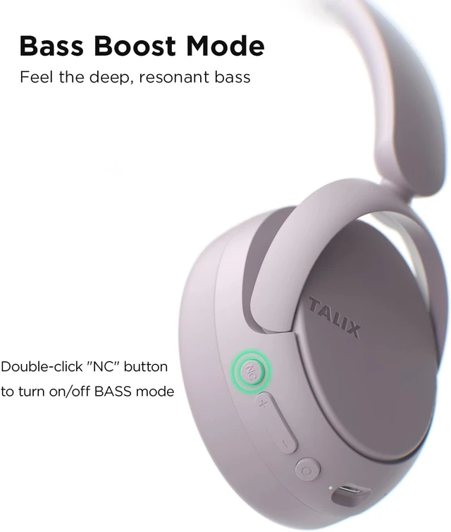 Alt view image 6 of 7 - H30 Hybrid Active Noise Cancelling Headphones, 110H Playtime Hi-Res Audio Bluetooth 6.0 Wireless Over Ear ANC Headphones for Commute/Travel (Purple)