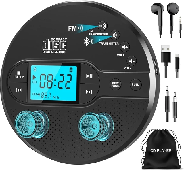 Main image of Portable CD Player with Bluetooth & Speaker, FM Transmitter for Car