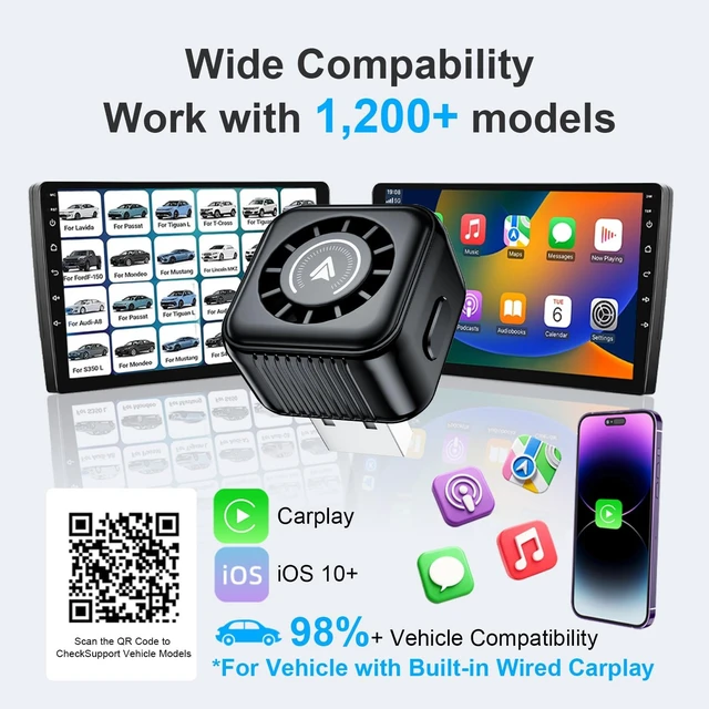 Alt view image 5 of 7 - Wireless Carplay Adapter, Bluetooth Carplay Wireless Adapter Car Play